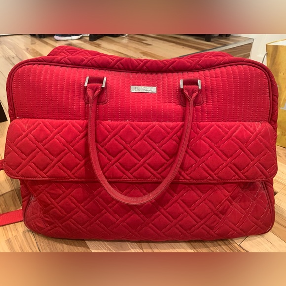 Vera Bradley Red Travel Duffel Bag - Handles and Shoulder Strap - Picture 1 of 8
